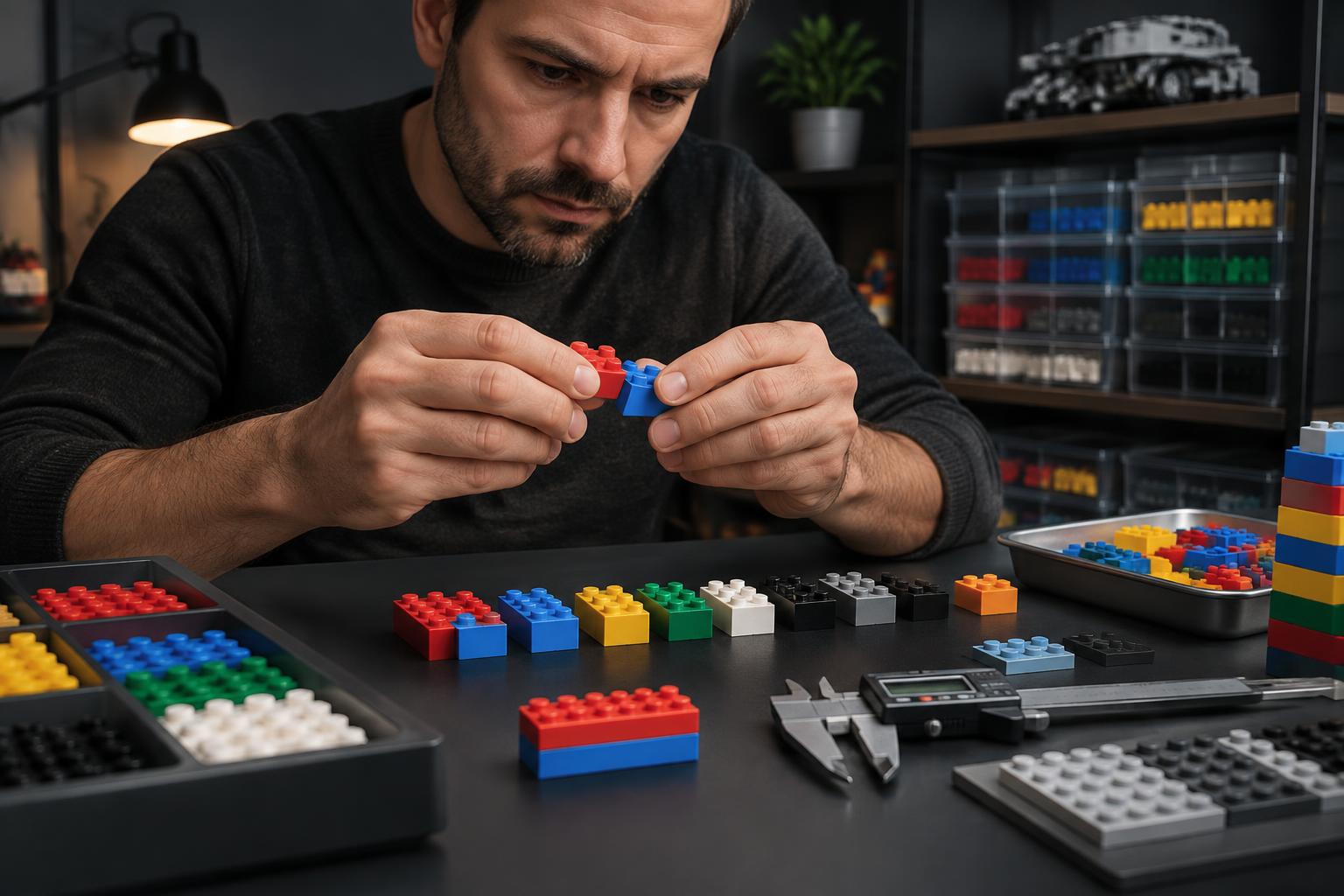Adult builder testing clutch power and stud fit across several compatible brick brands