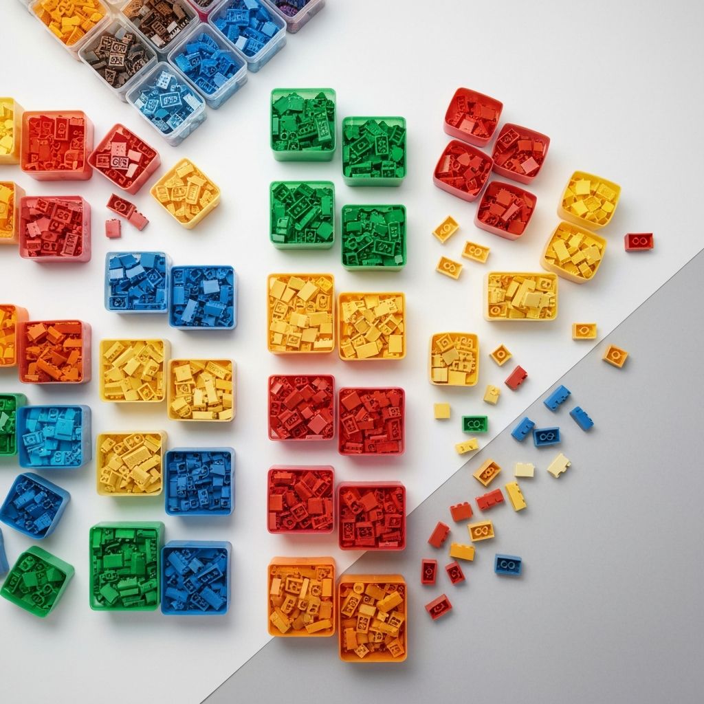 Gobricks MOC loose parts collection — high-quality alternative bricks sorted by color for custom builds