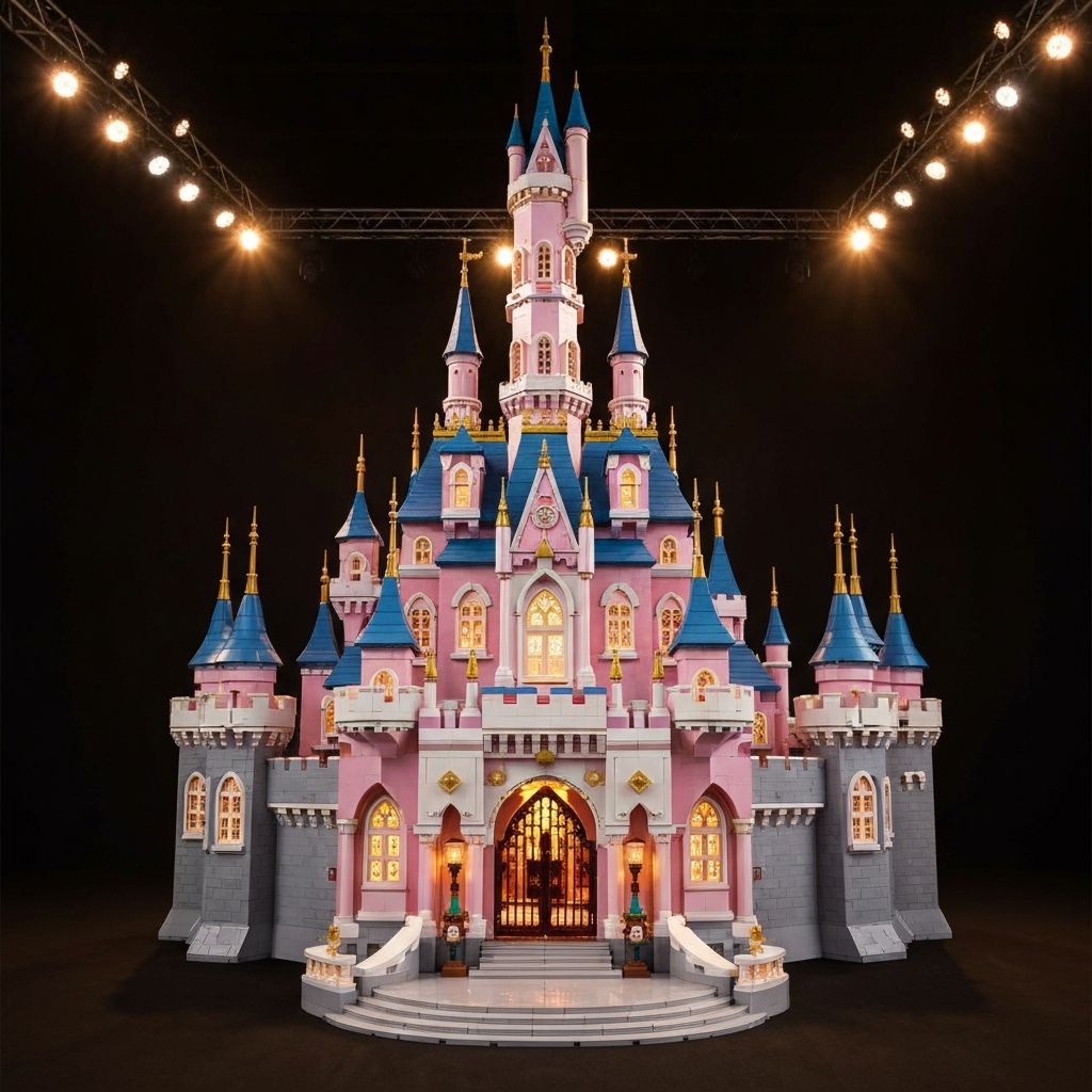 Magical Princess Castle 4834-piece building block model with tall spires and detailed facade, premium ABS bricks