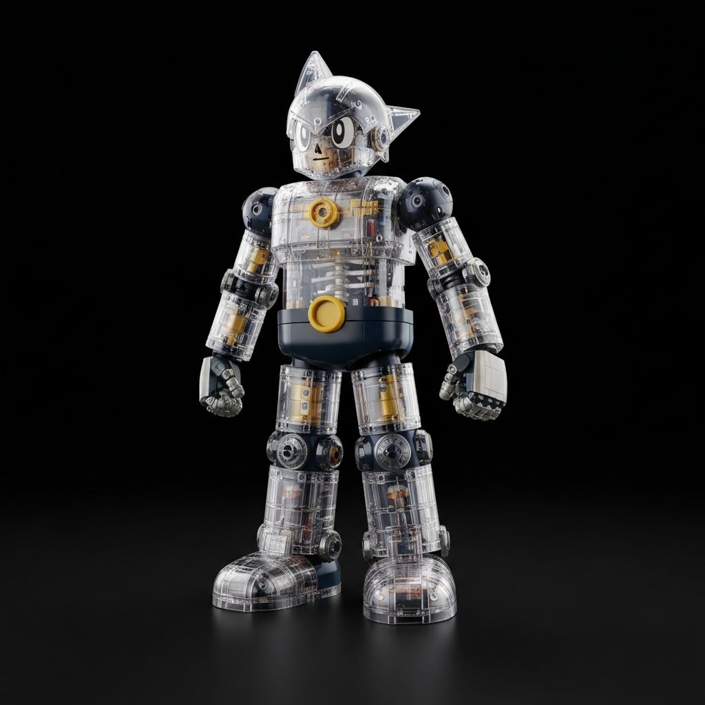 Pantasy Astro Boy Mechanical Clear 86203 building set with transparent casing revealing inner mechanical skeleton