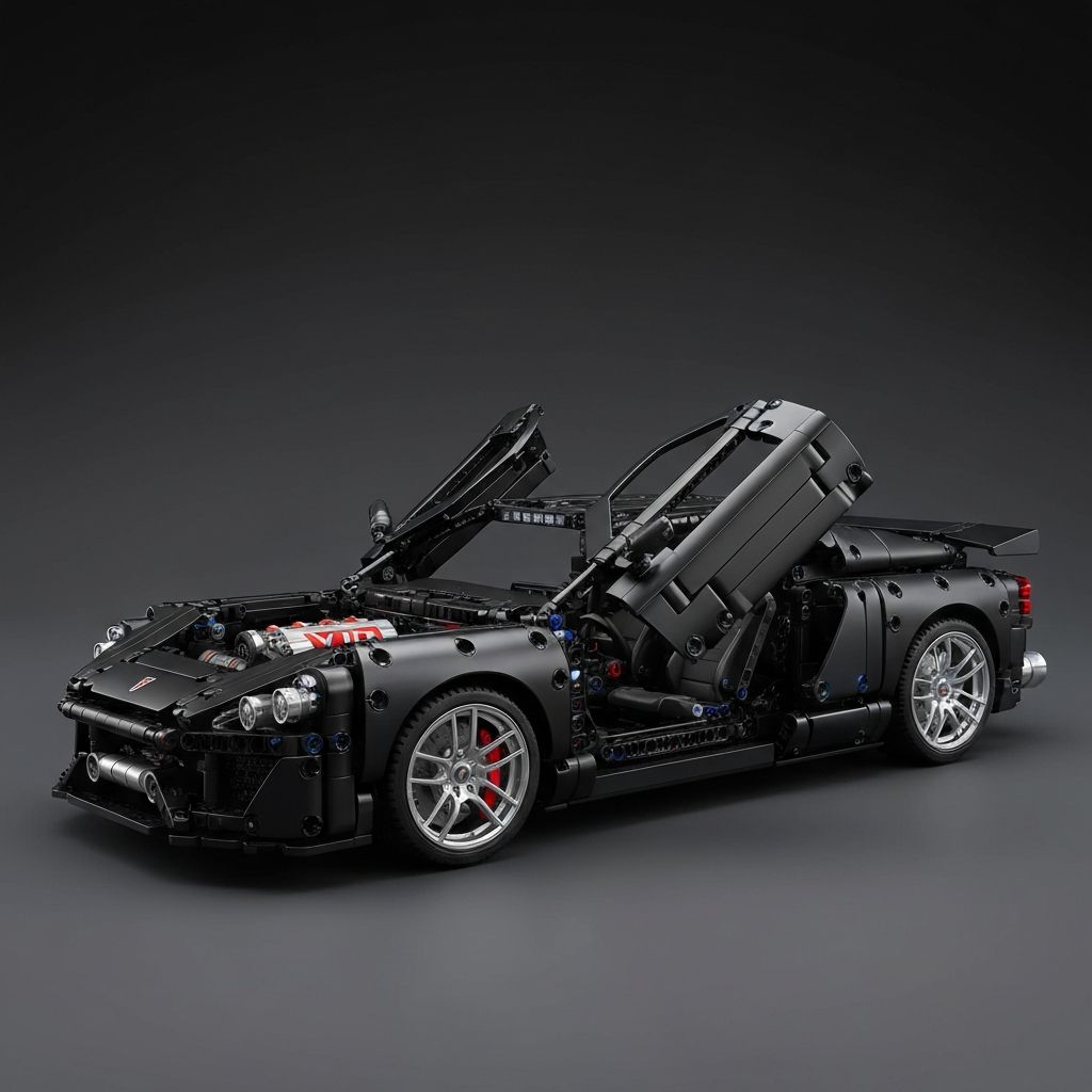 Sembo block supercar 2026 Phantom GT Technic building model with butterfly doors and V10 engine